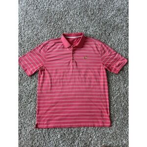 Masters Tech Polo Mens Large Pink Striped Golf Augusta National Stretch Flex
